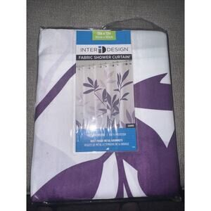 NIP interDesign Purple Leaves Shower Curtain 72" x 72" New